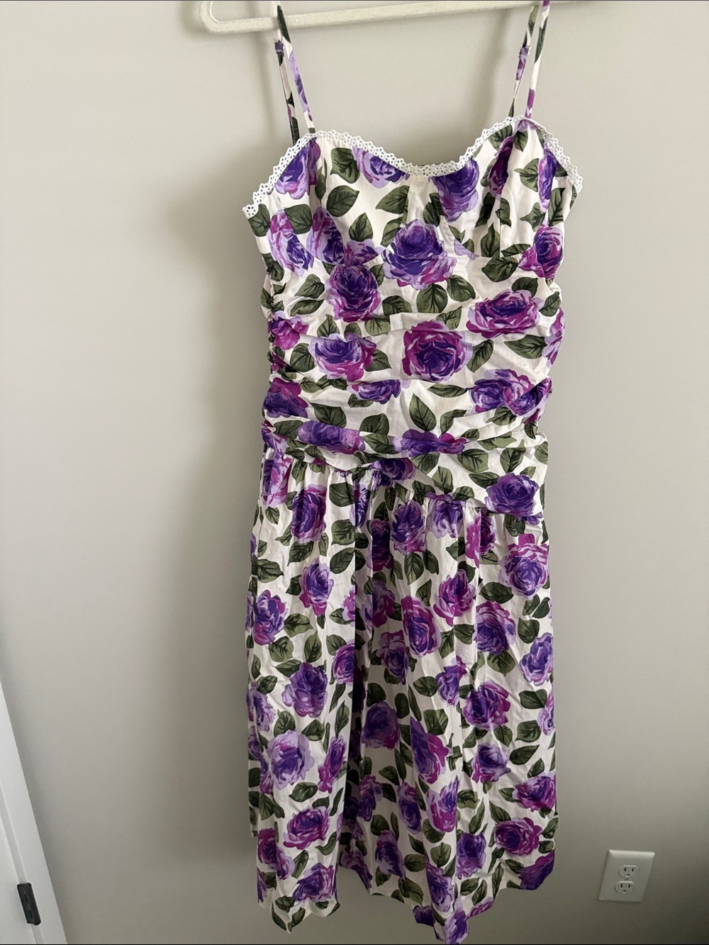 Maeve Dress White with Purple Floral Print